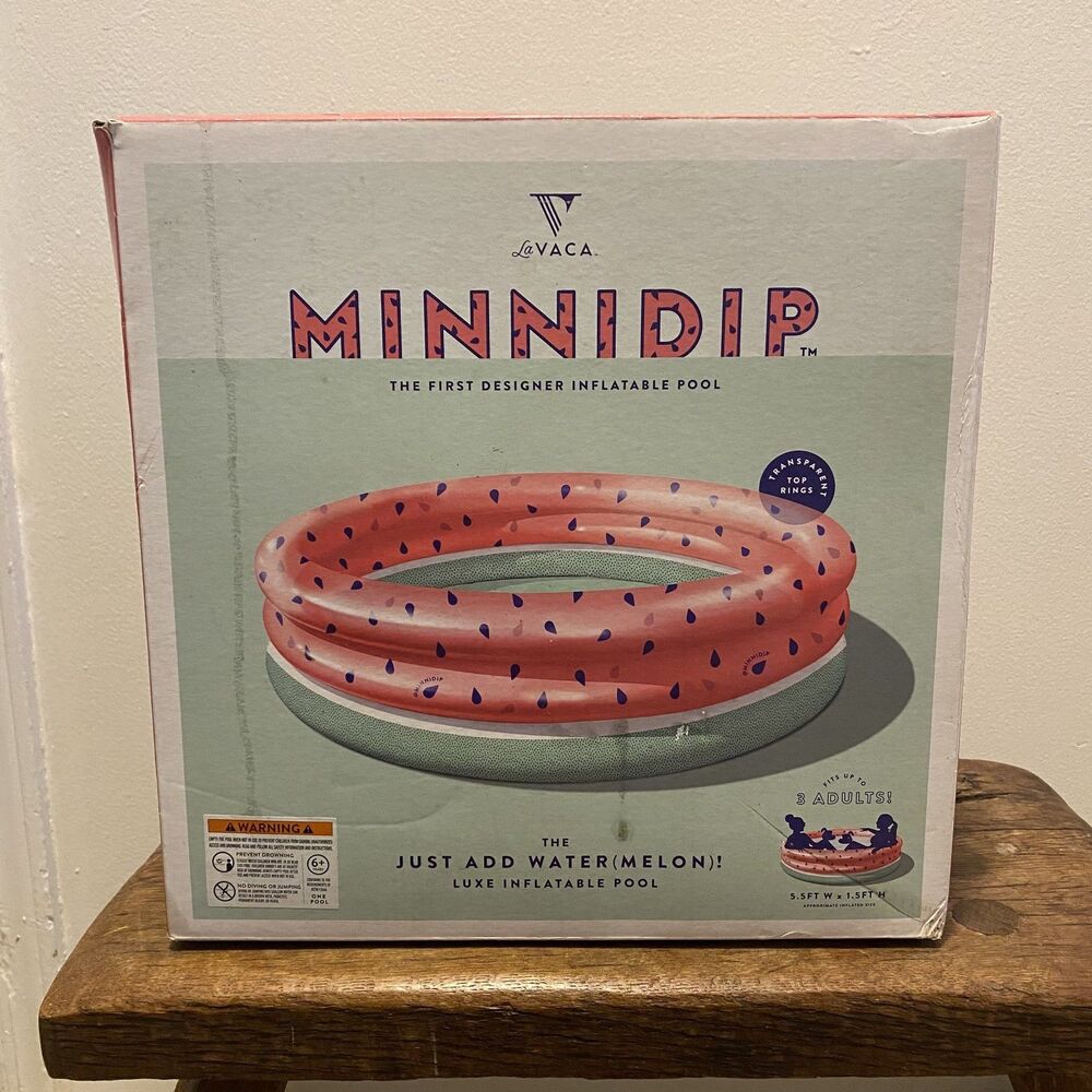 New La Vaca MINNIDIP Inflatable Pool 5.5ft Fits 3 Adults Watermelon Retro Design